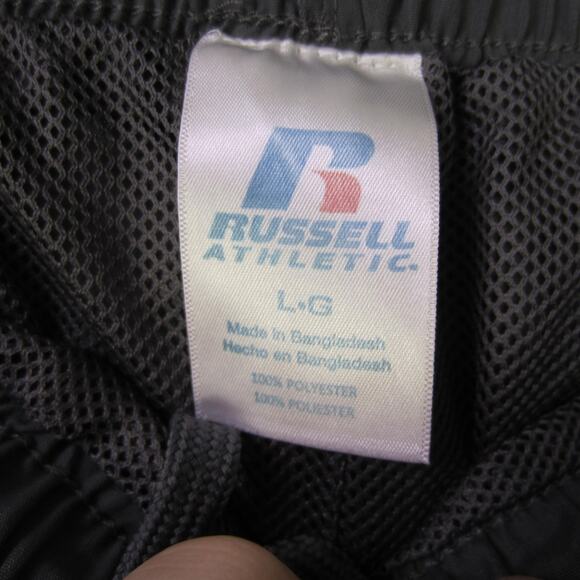Russell Athletic Pants Mens Large Gray Black Track Warm Up Mesh Lined Polyester - Picture 3 of 10